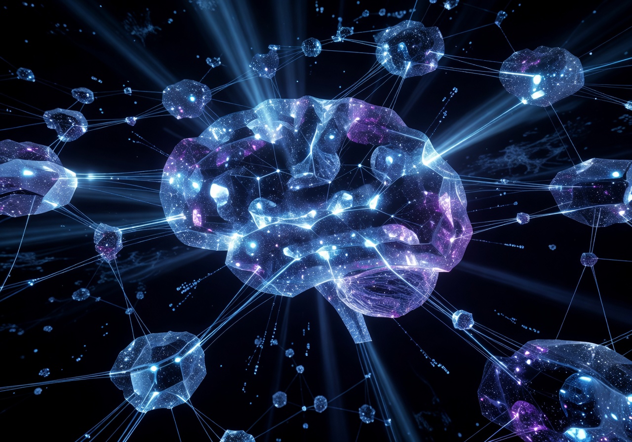 Futuristic neural network visualization with glowing connections